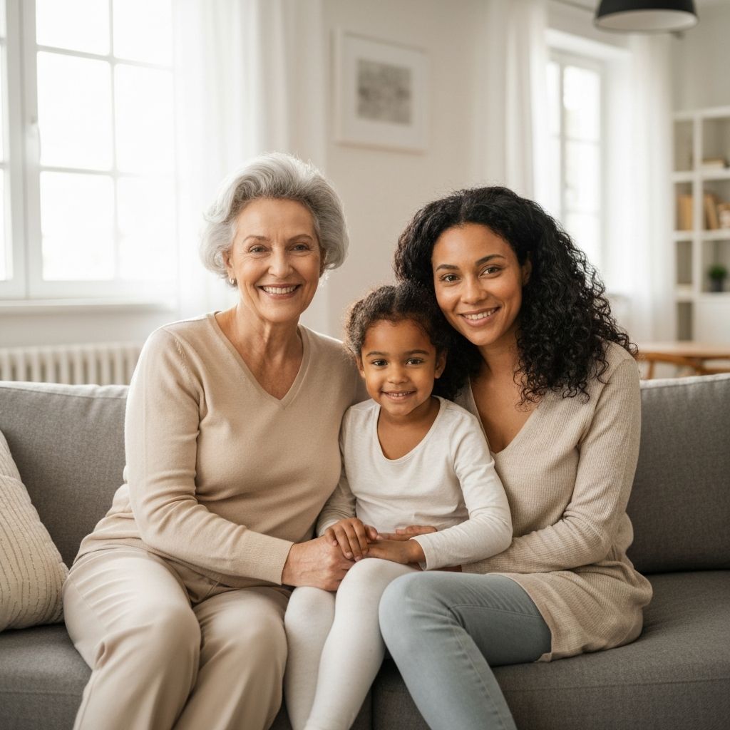 Happy family reviewing health coverage options together